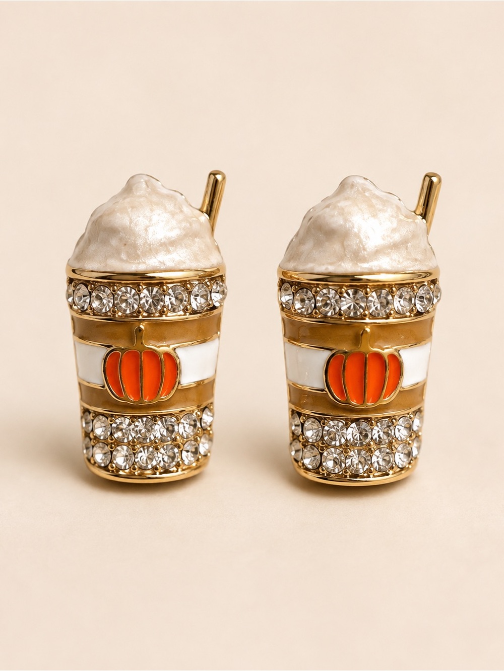 Pumpkin Spice Latte Rhinestone Earings
